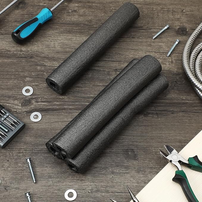 Amylove 24 Pcs 3.3 Feet Foam Pipe Insulation Foam Tube Insulating Water Pipe Pool Swim Noodles Pre Slit Heat Preservation Pipes Covers for Tubing Outdoor Winter Freeze Protection(Black,3/4 Inch)