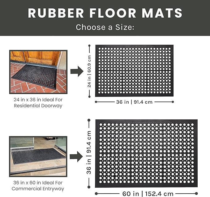 Envelor Anti Fatigue Mat 2 Pack Rubber Floor Mats Door Mat Non Slip Drainage Mat for Entryway, Kitchen, Restaurant, Garage, Heavy Duty Use Doormat, Commercial Floor Mat Industrial 36 x 60 Inches