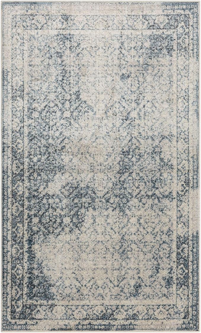 Mohawk Home Cassandra Abstract Ornamental Denim Blue 2' 11" x 5' Area Rug Perfect for Living Room, Dining Room, Office