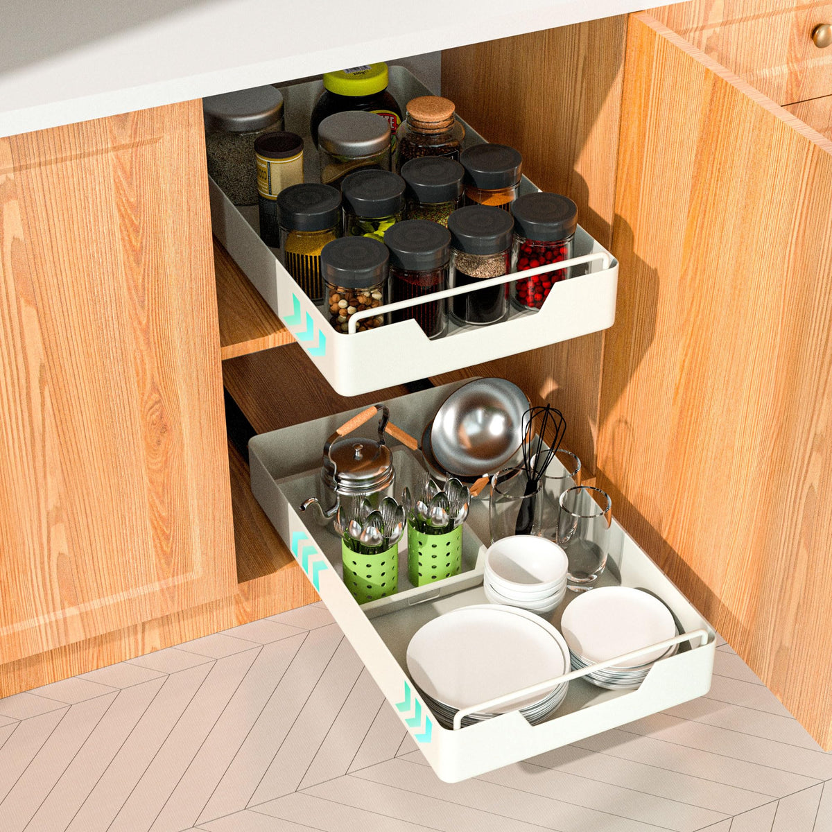 Jolitac 1 Pack Pull Out Cabinet Organizer with Adhesive - Image 1