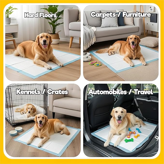 Extra Large Pee Pads for Dogs 30x23 in, 25 Count | Super Absorbent Multilayer Leak Proof Design | Quick Dry Top Layer | Includes Pet Urine Enzyme Cleaner | Disposable Potty Training Mat