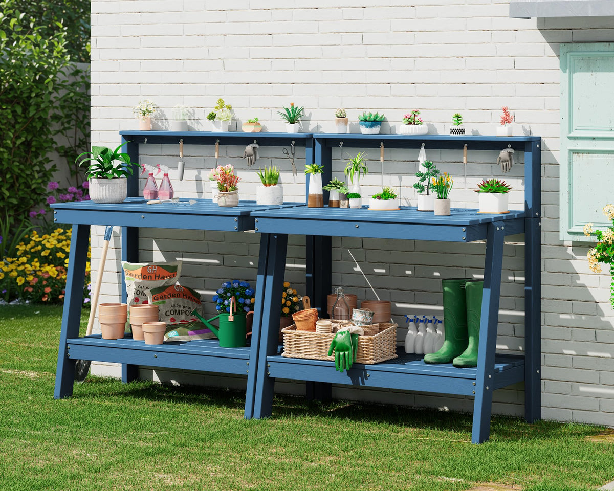 SERWALL 3-Tier Outdoor Potting Bench with Storage,Gardening Table - Image 1