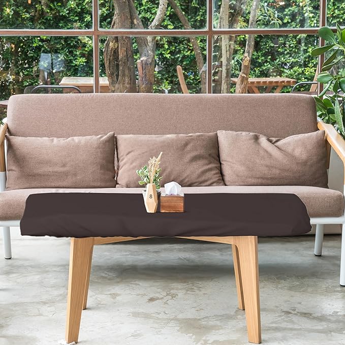 Covers & All Rectangle Table Top Cover, 12 Oz Waterproof UV & Weather Resistant Patio Table Cover, Outdoor Table Cover for Patio Furniture (80" L x 40" W x 5" H, Coffee)