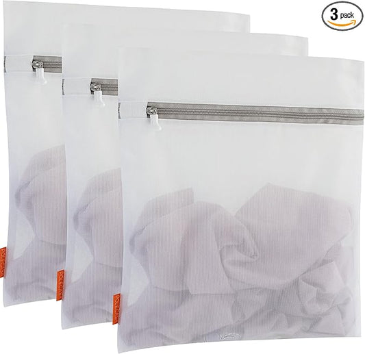 Polecasa 3Pcs 16 x 20 Inches Extra Durable Fine Mesh Laundry Bags with Sturdy Zipper for Delicates (3 Large)