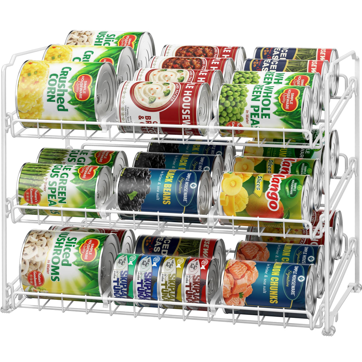 Simple Houseware 3-Tier Stackable Can Organizer Rack Hold 36 - Image 1