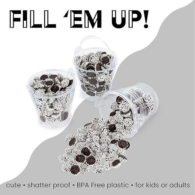 Hammont Pail Shaped Acrylic Candy Boxes - 12 Pack - 2.16"x2.5"- Perfect for Weddings, Birthdays, Party Favors and Gifts | Designer Cute Clear Lucite Plastic Treat Containers