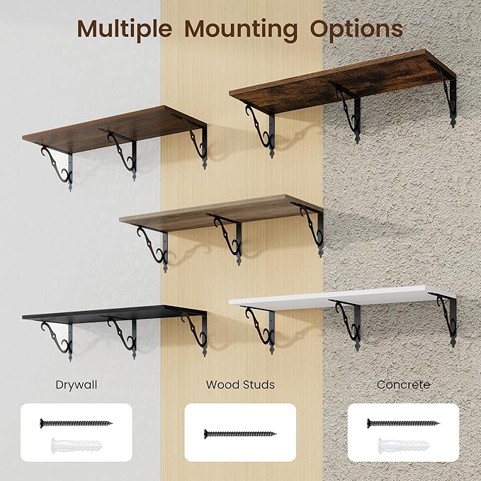 RICHFOCUS 12 Inch Deep Floating Shelves for Wall, 31.5" W x 12" D Wood Wall Shelves Set of 2, Wide Floating Shelves for Living Room, Bedroom, Kitchen, Bathroom and Decor Storage, White