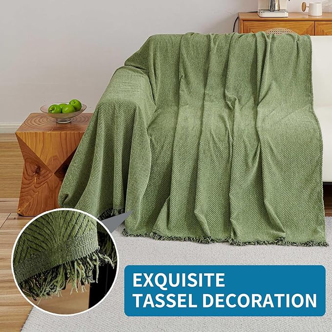 HAOMAIJIA Chenille Couch Cover Sofa Covers for 3 Cushion Couch Washable sectional Couch Covers for Dogs pet Furniture Protector Couch Cover Blanket for Living Room (sage Green, 91"x150")