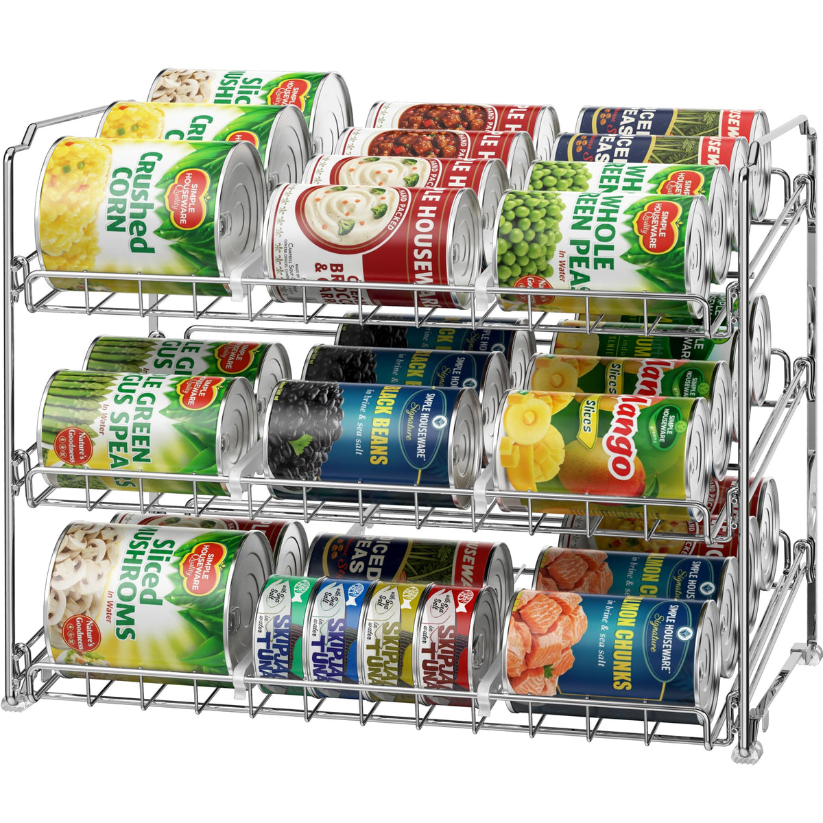 Simple Houseware 3-Tier Stackable Can Organizer Rack Hold 36 - Image 1