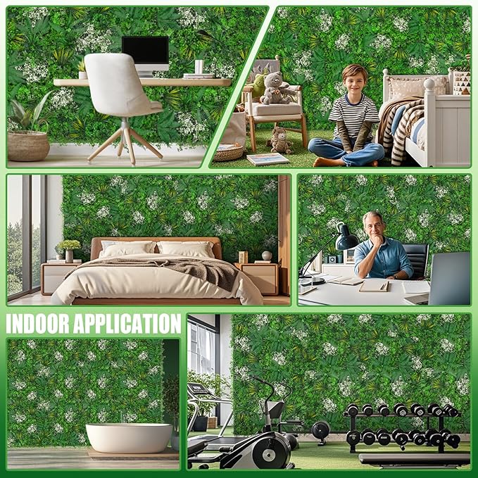 20"X20" Artificial Grass Wall, 8PCS Boxwood Panels UV-Protected Faux Grass Backdrop Wall,Greenery Privacy Hedge Screen for Outdoor Garden Patio, Indoor Party Balcony Fence Decor