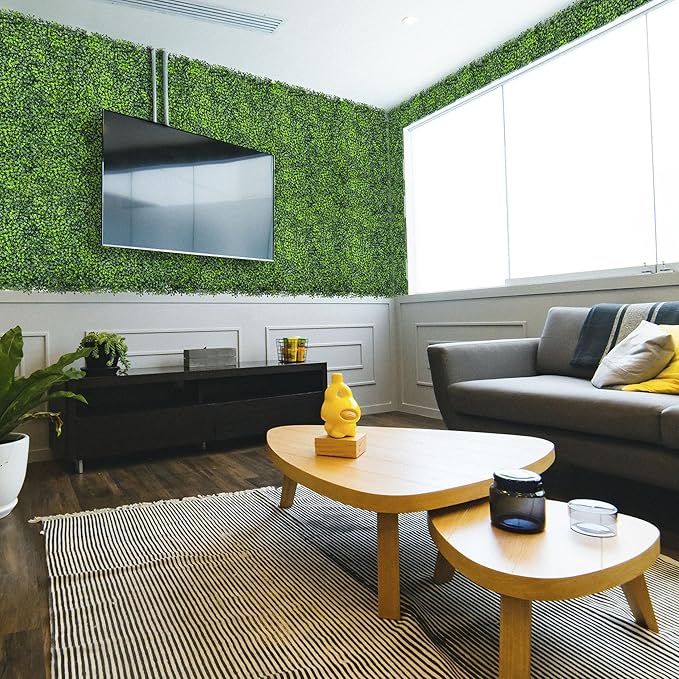 Artificial Boxwood Roll Panels,140"x 60" (58.5 SQFT) UV-Anti Faux Ivy Leaves Grass Wall for Patio Balcony Privacy, Garden, Backyard Greenery Wall Backdrop and Fence Decor