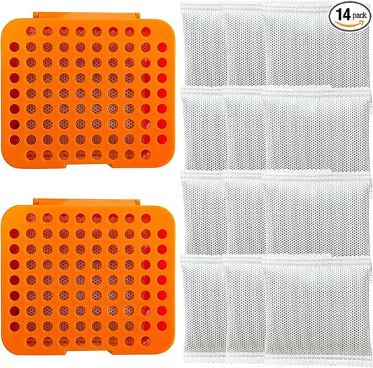 2 Pack Stick On Deodorizing Box, 12 Pack Odor Removing Refills for Trash Can, Activated Charcoal Odor Eliminator for Indoor Kitchen Trash/Diaper Pails/Wardrobe/Shoe Cabinet (Orange)