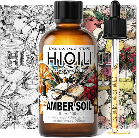 HIQILI Amber Soil Fragrance Oil for Diffuser, Perfume & Hair Perfume Mist Making - Citrus, Pepper & Woody Notes, Long-Lasting Scent - 1 Fl Oz