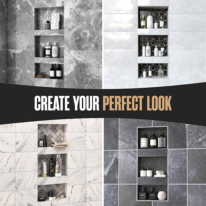 Houseables Shower Niche, Shower Niche Insert Tile Ready, Recessed Bathroom Storage, 12x20 + 12x6, in Wall Shelf, Cubby Inserts, Recessed Shampoo Caddy, Inset Shelves, Built in Nook, Soap Box, Prefab