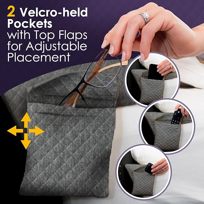 Bed Wedge Pillow for Headboard Gap Up to 7", Triangle Gap Filler for Bed, Mattress Wedge Gap Filler, Headboard Space Filler, Corner Pillow, Grey Double 54"