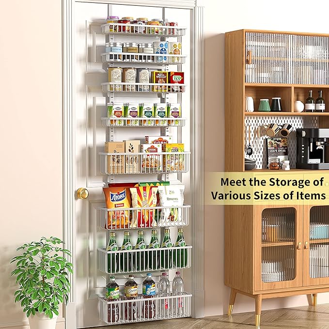 Over-the-Door Pantry Organizer — White Metal