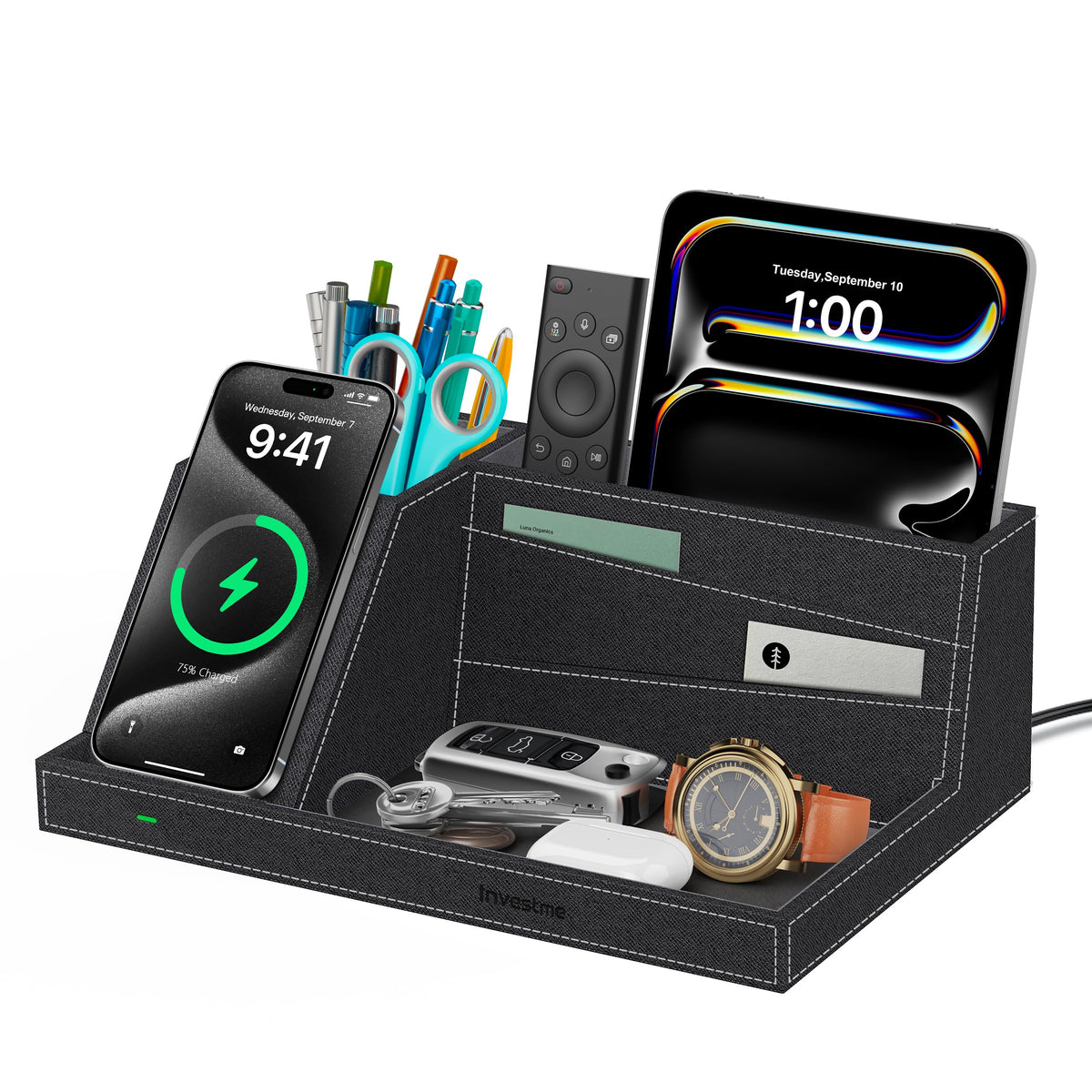 Wireless Charger with Desk Organizer, Fast Charging Station - Image 1