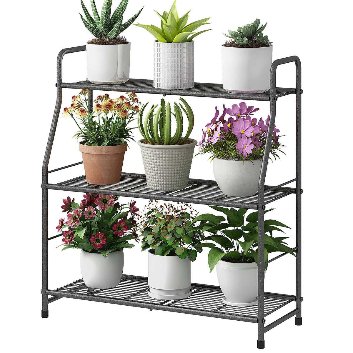 Simple Trending Plant Stand Indoor Outdoor, 3-Tier Metal - Image 1