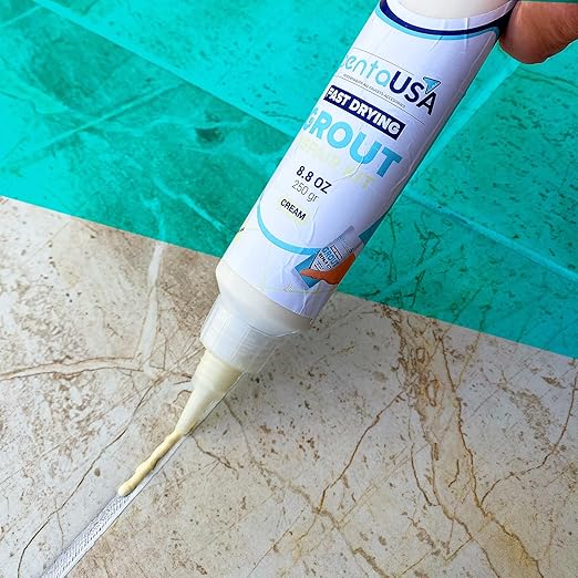 Tile Grout Repair Kit - Premixed and Ready to Use for Kitchen Tiles, Shower & Bathroom Grout, Waterproof Formula / 250g - 8,8oz - 0.55 lb (Cream/Ivory)