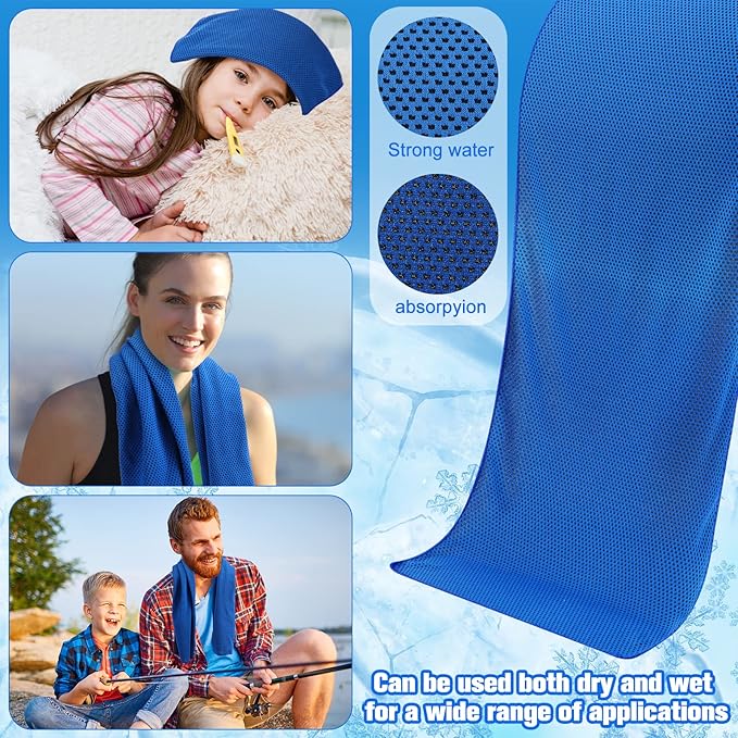 Shellwei 100 Pcs Cooling Towels Bulk 40 x 12 Inch Ice Towel Microfiber Sports Cooling Towels for Neck Face, Breathable Chilly Towel for Yoga Sport(Royal Blue, Light Gray)