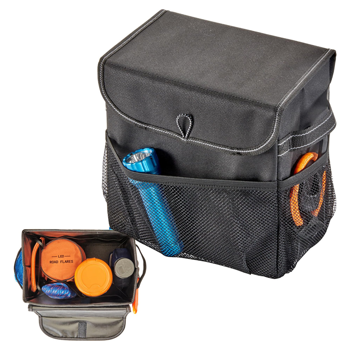 Carganizer Small Car Storage Bin with Lid for Trunk, Front - Image 1