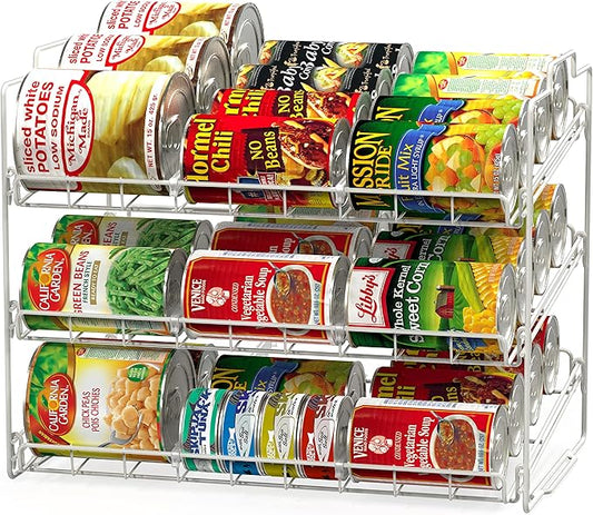 Deco Brothers Stackable Can Rack Organizer for Kitchen and Pantry, Holds Up to 36 Cans, White