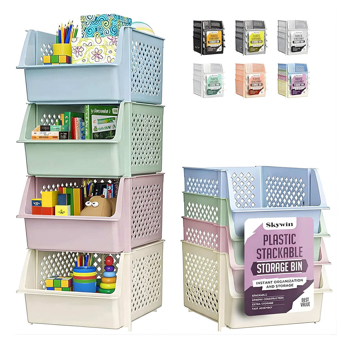 Skywin Stackable Storage Bins Open Front for Pantry | All Products - Image 1
