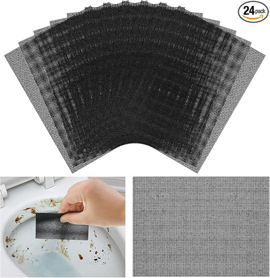 Skyley 24 Pack Flexible Scrubbing Screen Cleaning Mesh for Household 5.5 x 4 Inch Cleaner Toilet Hard Water Ring Remover Scouring Pad Abrasive Grit Cleaning Screen for Remove Carbon, Rust and Scale