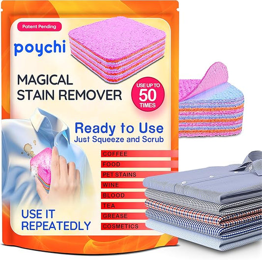 Magical Fiber Stain Remover- Use as Spot Remover- No Dry Cleaning Food, Grease, Coffee Off Laundry, Tea, Fabric, Pet Stains, Stain Remover Sponge Clothes, Carpet, Sofa, Mattress & Upholstery (1 Pack)