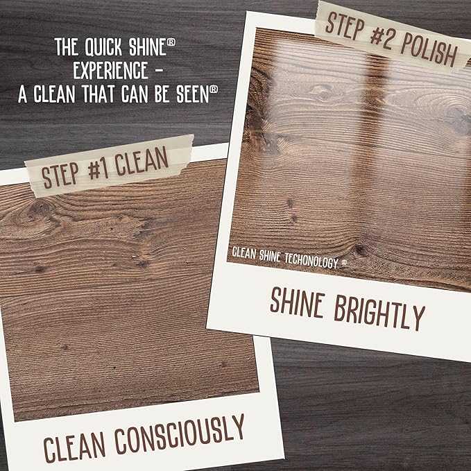 Quick Shine Hardwood Floor Cleaner 64oz, 4Pk| Use in Spray & Vac Mops| Removes Dirt & Scuff Marks| Ready-to-Use, Streak Free, No Rinse| Safer Choice Cleaner| Perfect for Gentle and Effective Cleaning