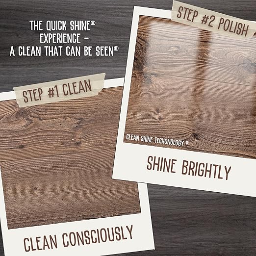 Quick Shine Hardwood Floor Luster-Polish 27oz | Plant-Derived w/Carnauba | Safer Choice, No PFAS, pH Neutral | Ready to Use Formula w/Anti-Slip Technology | Simply Squirt & Spread | Made in USA