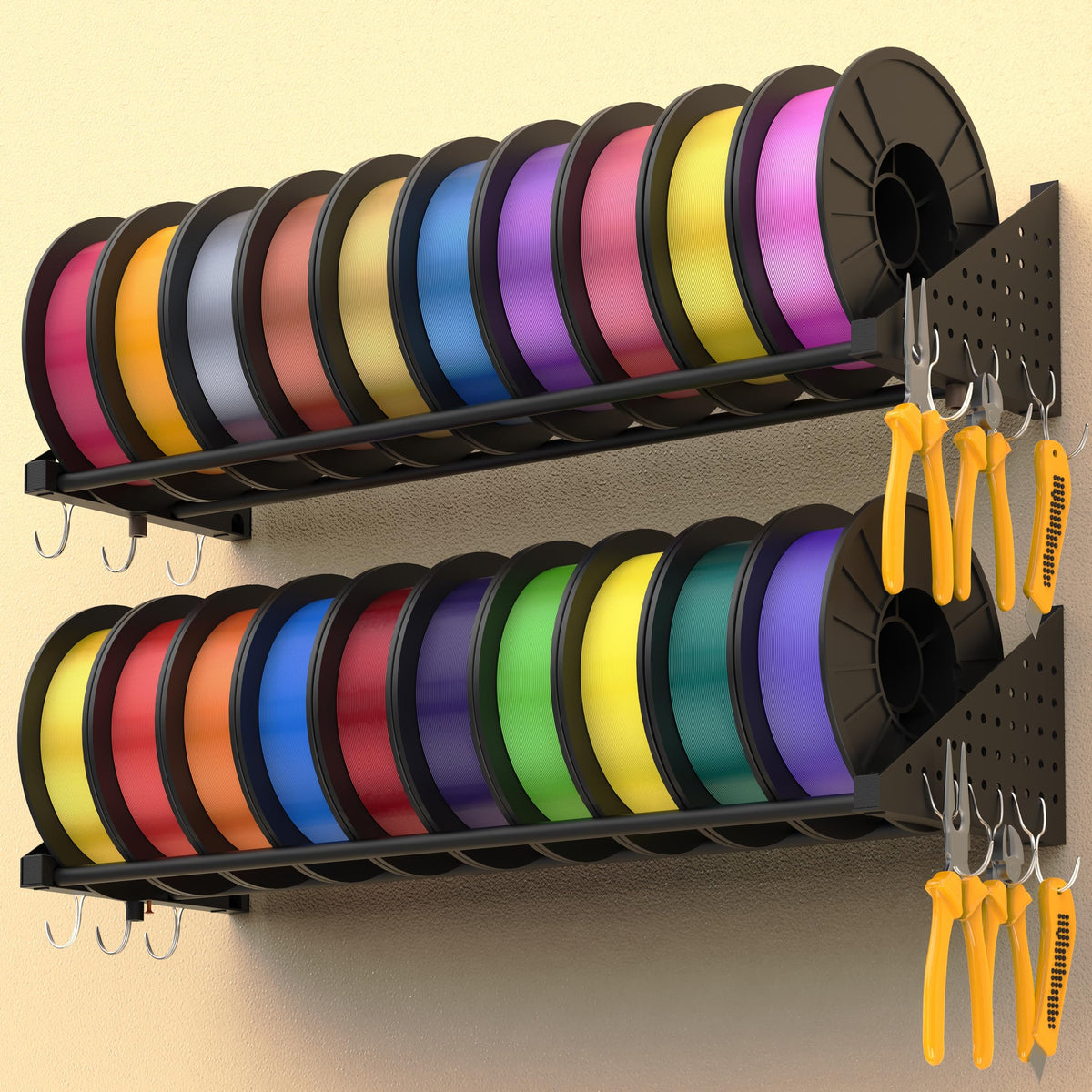 2 Racks 3D Printer Filament Storage Rack Wall Mount Shelf - Image 1