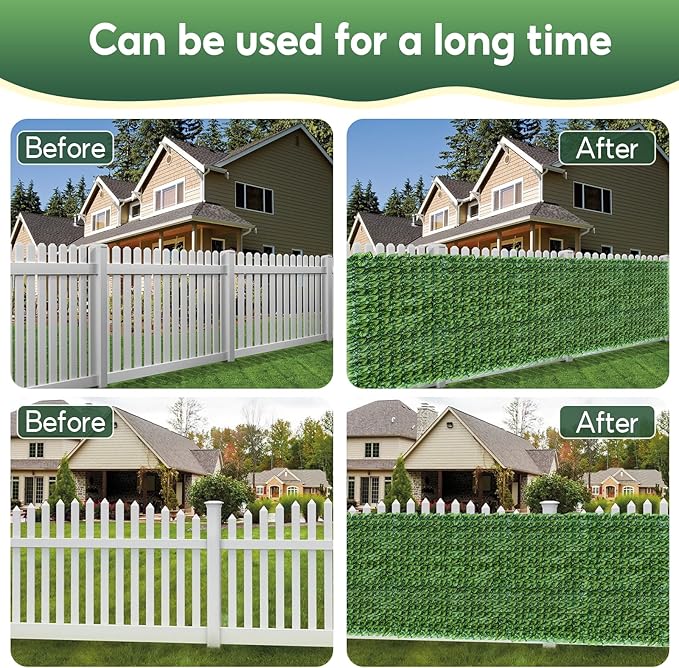 Artificial Ivy Privacy Fence Screen, 160x40 inchs Artificial Hedge Grass Wall，Faux Ivy Fence Privacy Screen，Decoration for Patio, Balcony, Garden, Color Printing Watermelon Leaves