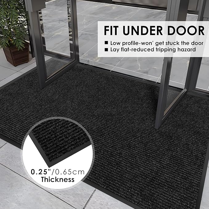 4′ x 23′ Front Door Mat Indoor Outdoor Entrance, Commercial Floor Mat Heavy Duty Dirt Trapper Entryway Doormat, Custom Size Non Slip Rubber Backing Welcome mat, Door Mat for High Traffic Area