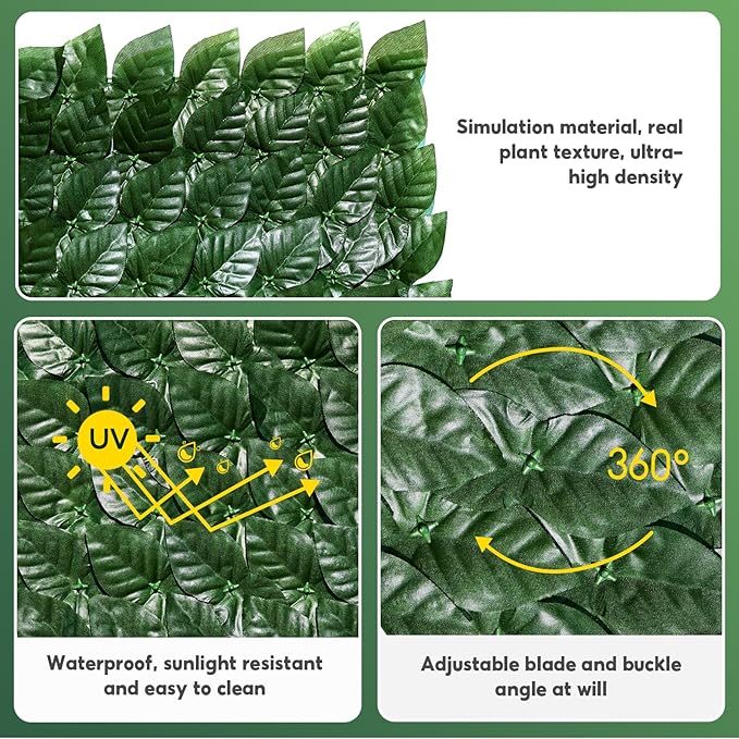 Artificial Ivy Privacy Fence Screen, 120x60 inch Faux Hedge Fence Panel Greenery Vines, Balcony Privacy Screen Decoration for Patio, Balcony, Wall, Backyard Indoor Outdoor