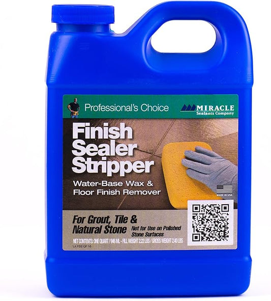 Miracle Sealants Finish Sealer Stripper Wax & Floor Finish Remover for Grout, Tile & Natural Stone, Quart