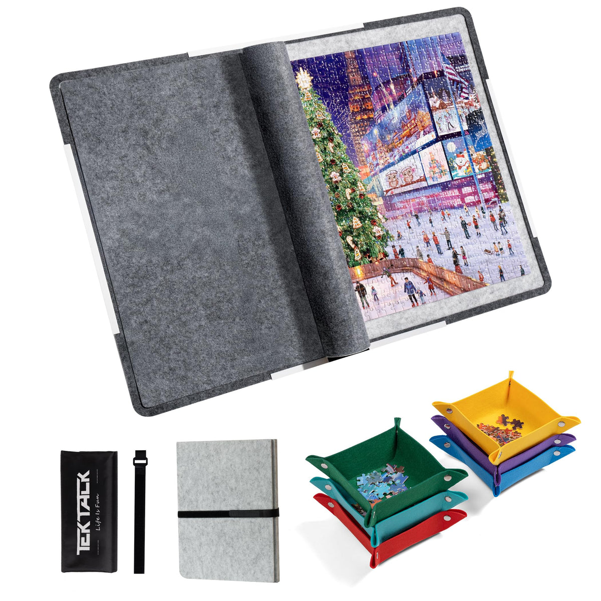 Tektalk Foldable Jigsaw Puzzle Board, Felt Puzzle Mat - Image 1