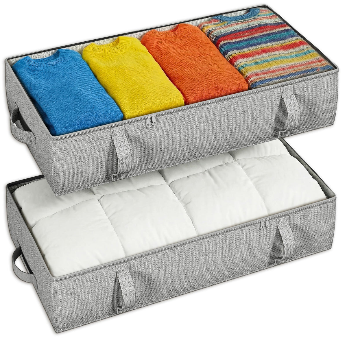 2-Pack Under Bed Storage Containers, 8 Inches Tall Clothes - Image 1