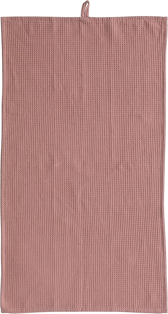 Creative Co-Op Oversized Woven Linen and Cotton Waffle Decorative Loop for Dining and Kitchen, Putty Color Tea Towel, Blush
