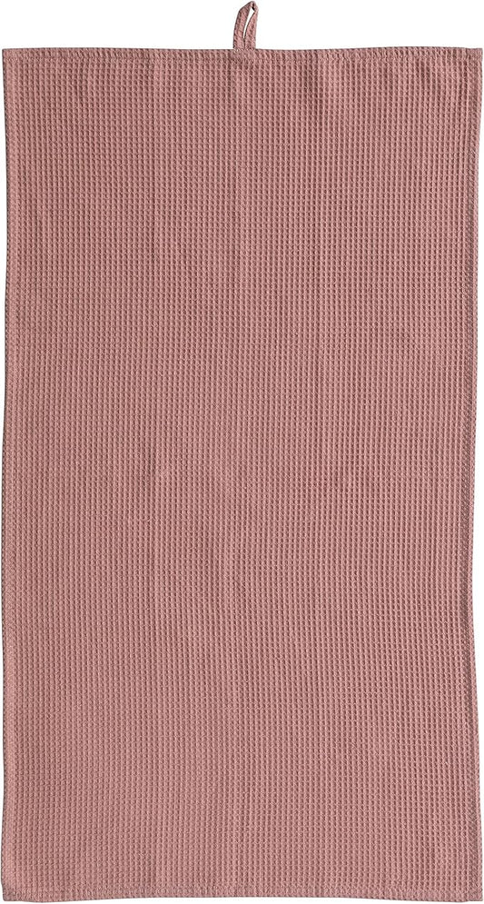 Creative Co-Op Oversized Woven Linen and Cotton Waffle Decorative Loop for Dining and Kitchen, Putty Color Tea Towel, Blush
