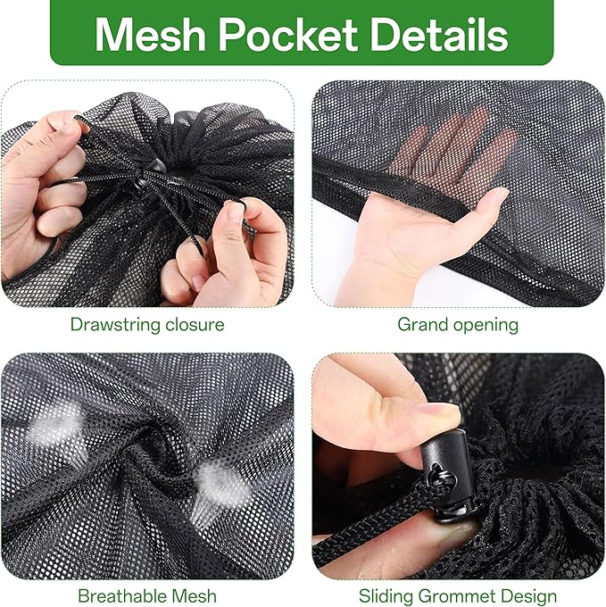 2 Pack Large Mesh Laundry Bag, 23 x 34 Inch Mesh Wash Bag with Drawstring Closure, Delicates Bag for Washing Machine - Perfect for College Dorms, Travel, Laundromats, Apartments (Black)