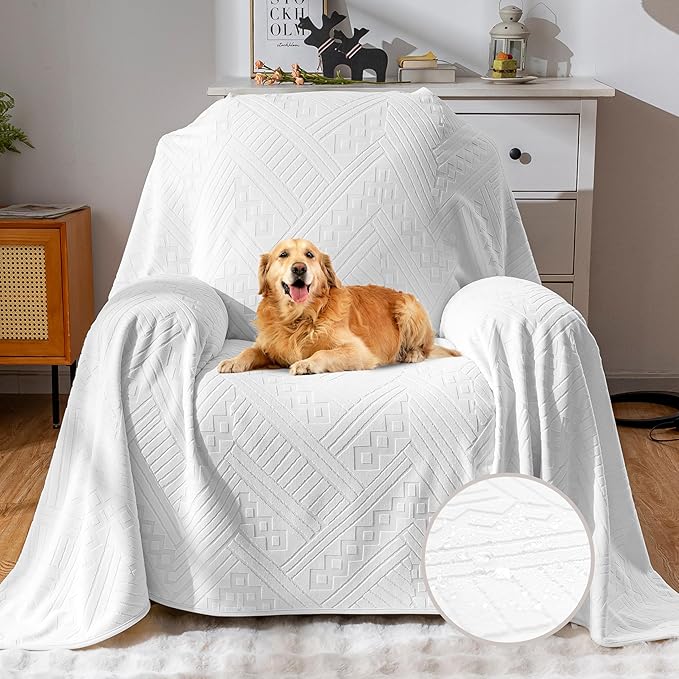 Waterproof Recliner Cover, Anti-Slip Reclining Chair Covers, Pet-Friendly, Washable, Durable and Breathable Couch Covers – Reversible Design for Sofa Protection(71x71in/White)
