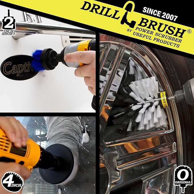 Drillbrush Pet Hair Remover Brushes - Lint Roller Brush Alternative - Car Carpet Pet Hair Lifter and Lint Remover - Cat / Dog Brush Drill Attachment Set - Stain Car Carpet Cleaning Brushes For Drill
