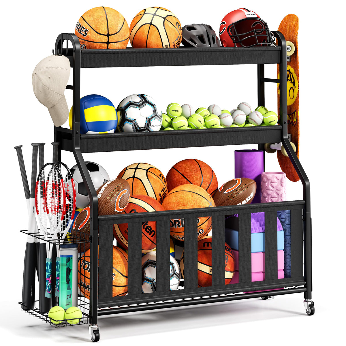 Sports Equipment Organizer, Large Capacity Garage Ball - Image 1