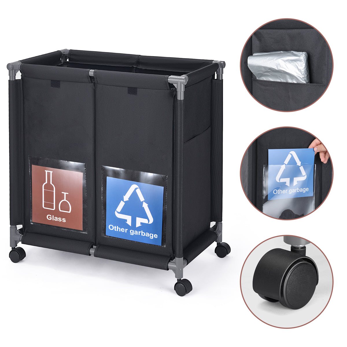 Hivexagon 2 in 1 Garbage Recycle Sorting Basket,2 Cover Top - Image 8