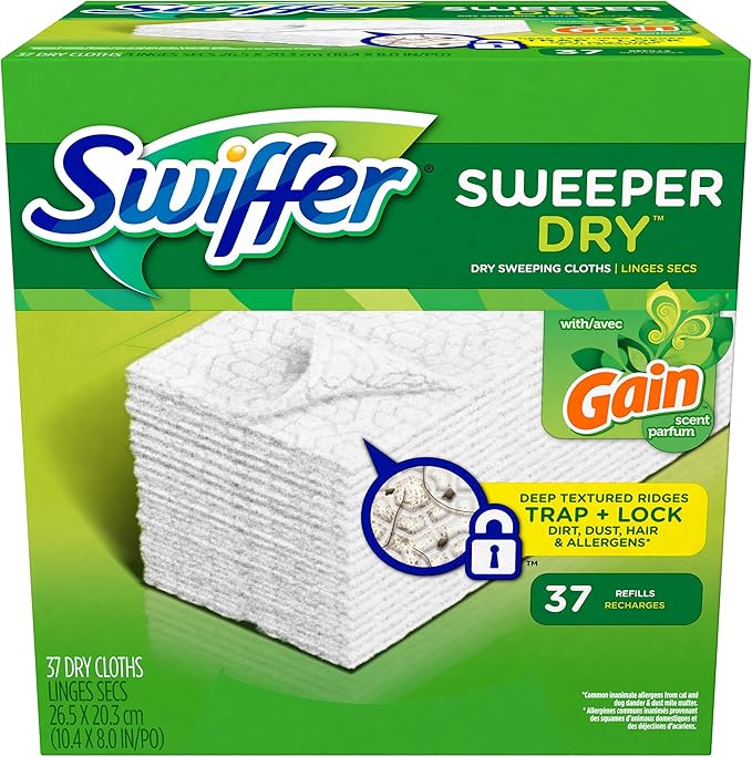 Swiffer Sweeper Dry Sweeping Pad Refills for Floor mop Gain Scent, 37 Count
