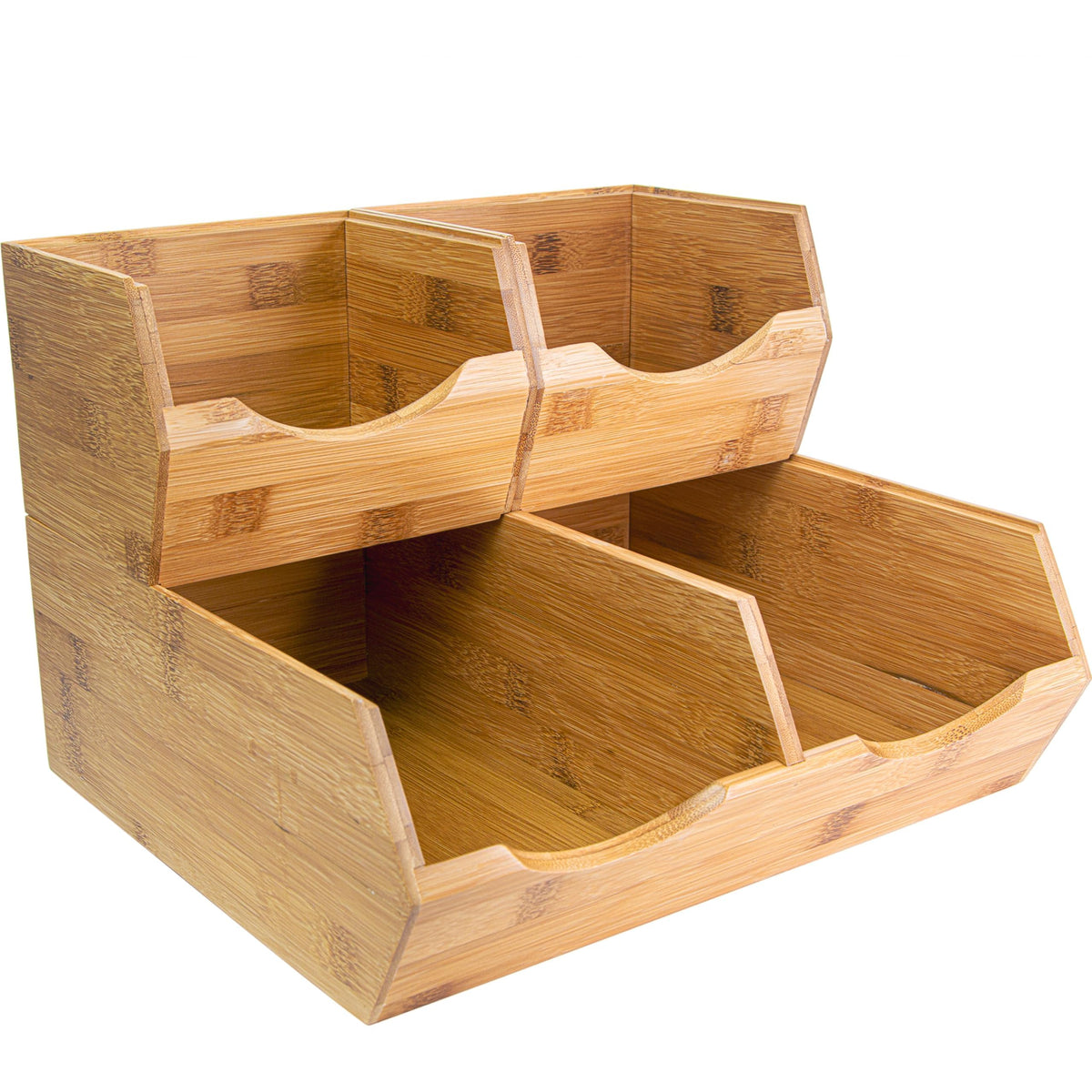 HOMESTEAD Bamboo Pantry Storage Bins – Stackable Potato & Onion - Image 1