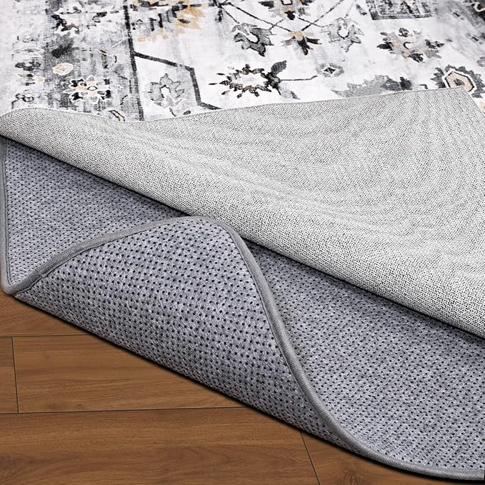 Non Slip Rug Pad Gripper, 4 x 6 Ft Extra Thick Foam Under Area Rug Carpet Pads for Any Hard Surface Floors, Keep Your Carpets Safe and in Place, Prevent Rug from Wrinkling or Buckling
