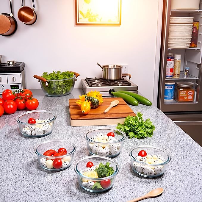 4PC Square Glass Containers With Lids (transparent)