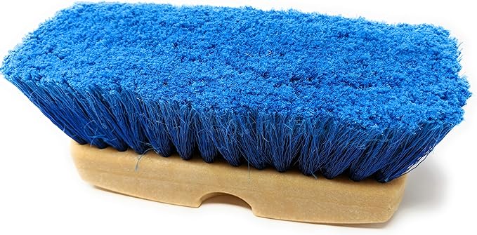 Teravan 8 Inch Blue Obround Medium Soft Flow Through Scrub Brush with Flagged Ends for Car and House Cleaning, Car Wash Brush for RV's and Larger Vehicles.